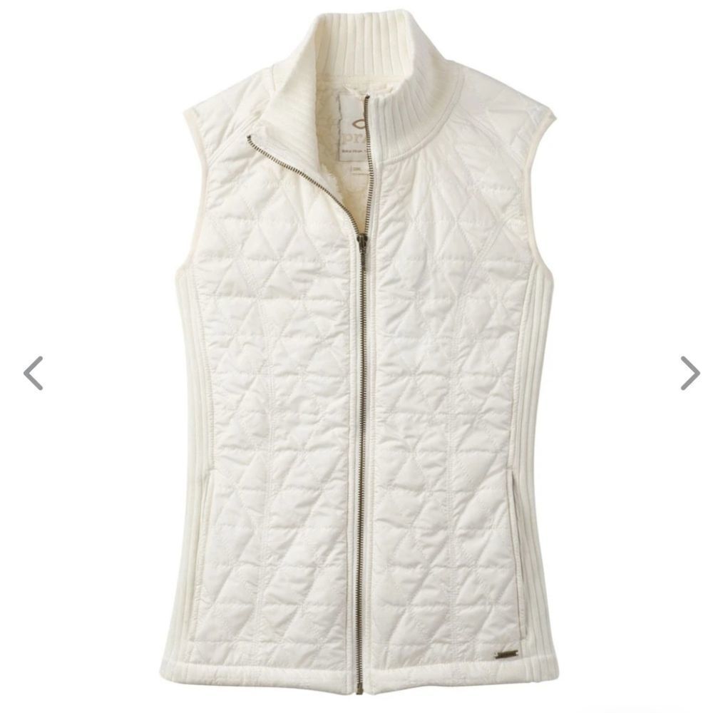 PRANA white vest quilted winter diva polyester sherpa lining S - Picture 13 of 14